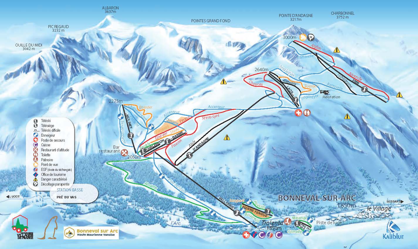 domaine skiable bonneval sur arc PLAN DES PISTES 2018